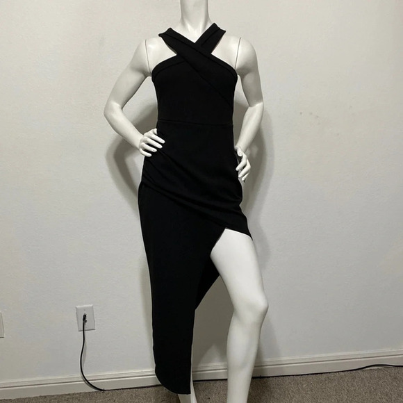 Lulus Guess Again Black Asymmetrical Midi Dress Size S - Picture 2 of 11